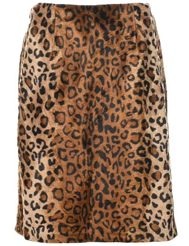 Leopard Print Pencil Skirt - M