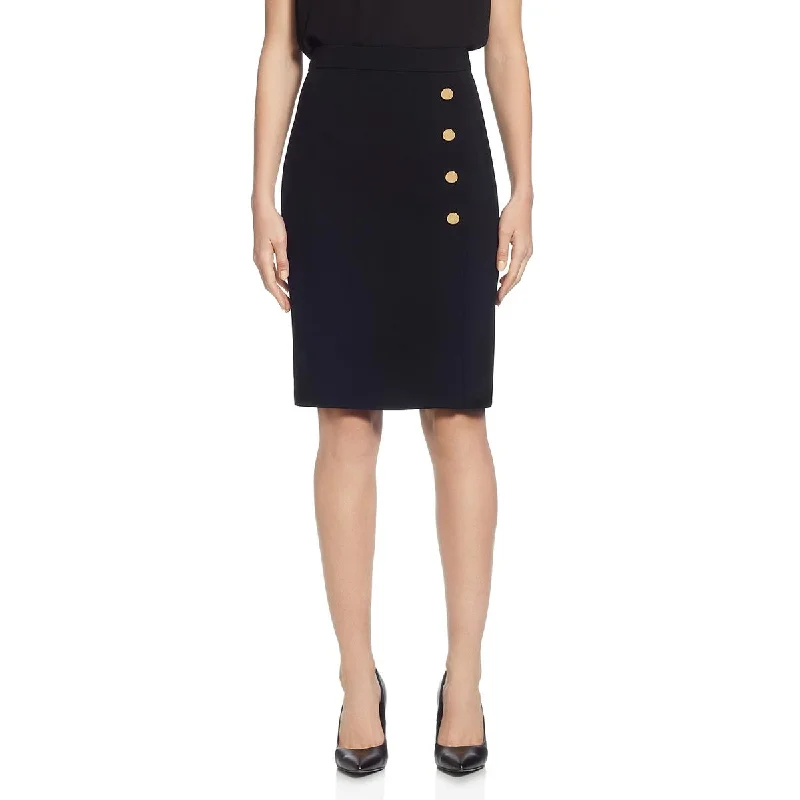 Tahari Womens Button Knee-Length Pencil Skirt